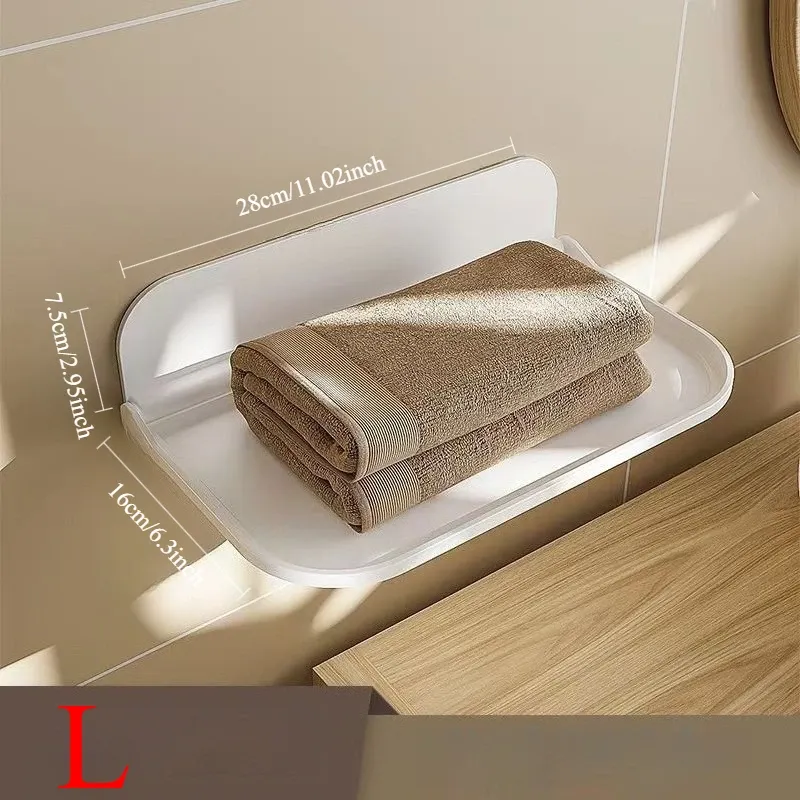 Étagère murale pliable sans perçage, plateau pour routeur Wifi et support de téléphone pour salle de bain 8