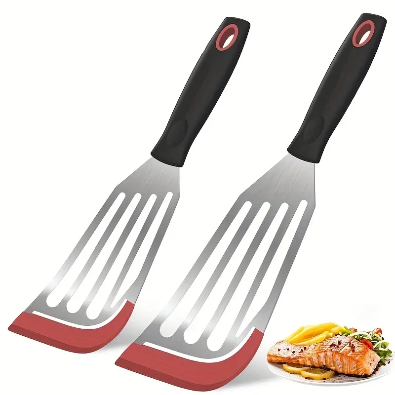 Spatule en silicone et acier inoxydable, spatule à poisson résistante aux hautes températures, spatule à steak pour la cuisine domestique