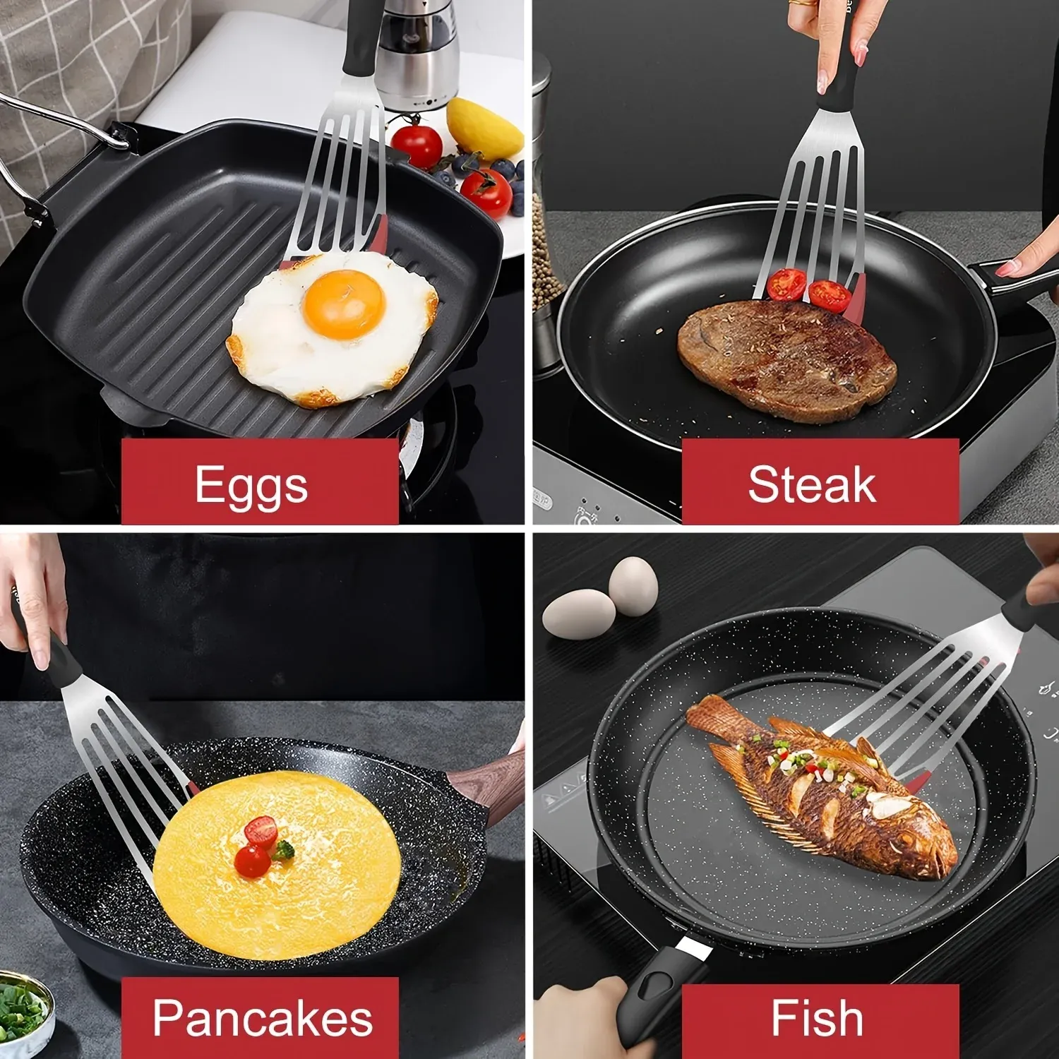 Spatule en silicone et acier inoxydable en gros plan