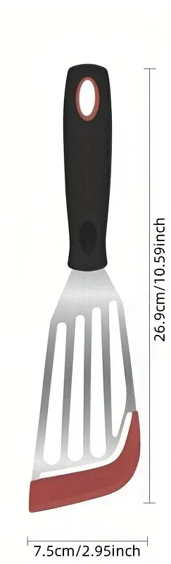 Spatule en silicone et acier inoxydable, spatule à poisson résistante aux hautes températures, spatule à steak pour la cuisine domestique 8