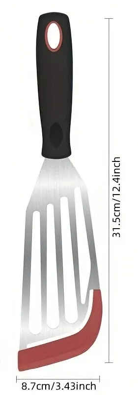 Spatule en silicone et acier inoxydable, spatule à poisson résistante aux hautes températures, spatule à steak pour la cuisine domestique 7