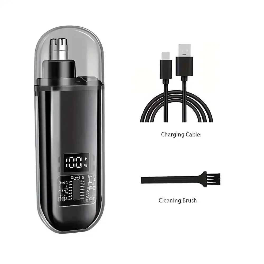 Tondeuse à poils de nez et d'oreilles rechargeable USB pour homme, compacte et portable, avec charge rapide 4