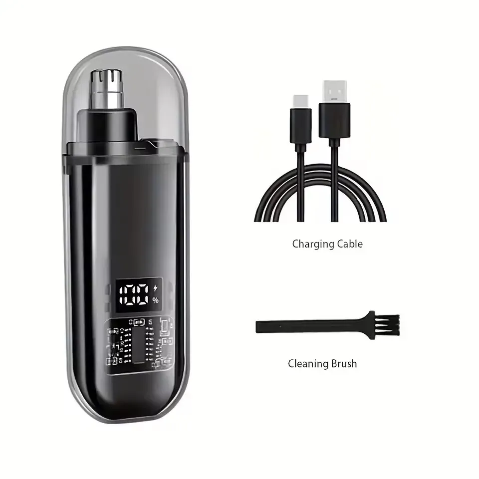 Tondeuse à poils de nez et d'oreilles rechargeable USB pour homme, compacte et portable, avec charge rapide 8