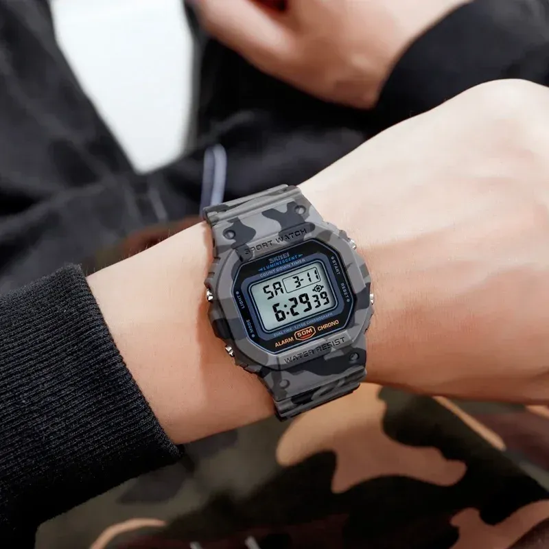 SKMEI 1628 Montre Numérique de Sport Homme Étanche, Électronique, Style Militaire Rétro-éclairé 4