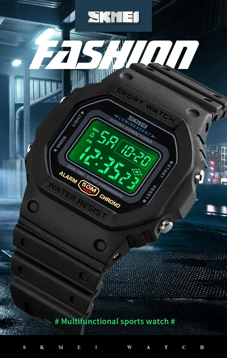 Montre numérique SKMEI 1628 pour homme, vue détaillée