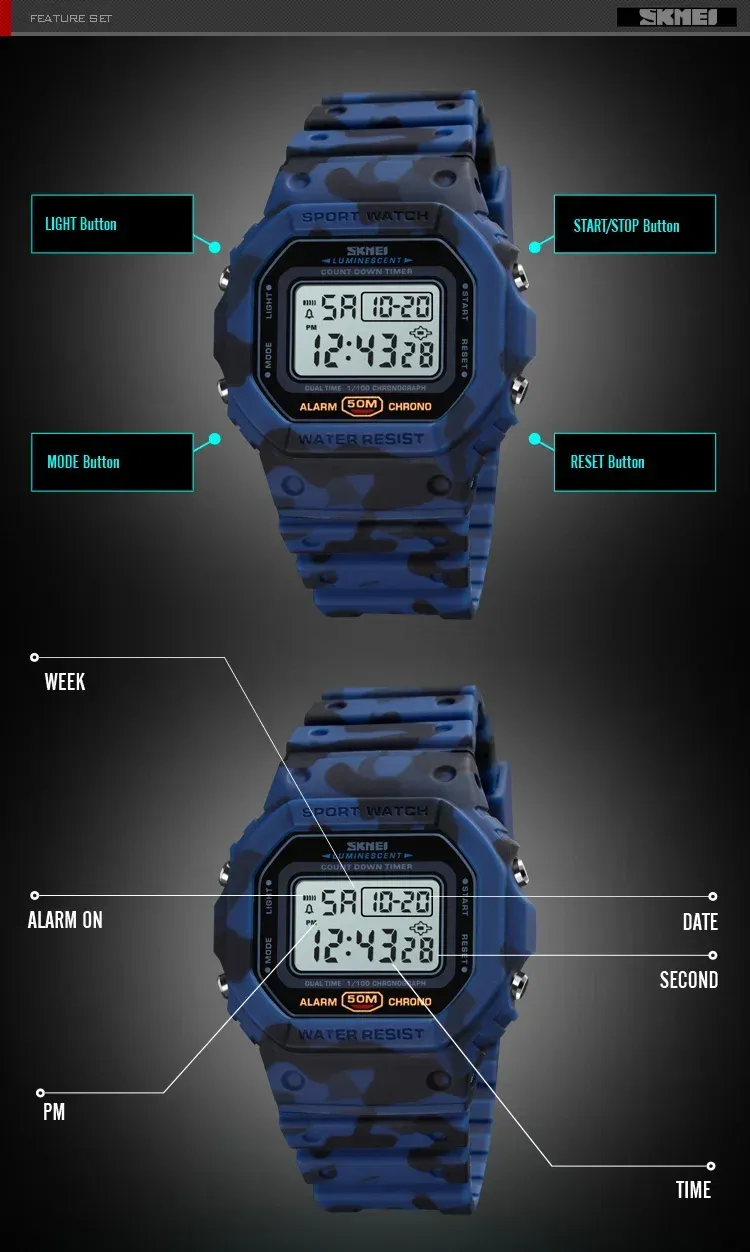 Montre SKMEI 1628, style sportif