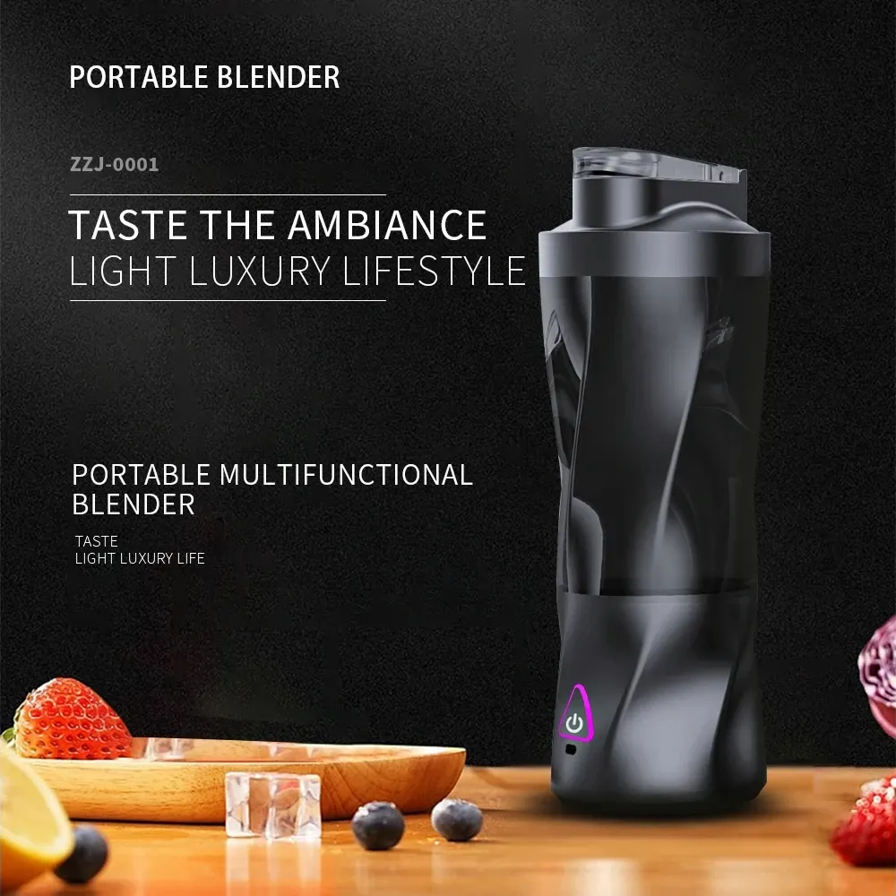 Presse-agrumes électrique portable, mixeur de fruits frais 700 ml multifonction, rechargeable par USB, mélangeur à smoothies et shakes avec gobelet de mélange extérieur 3