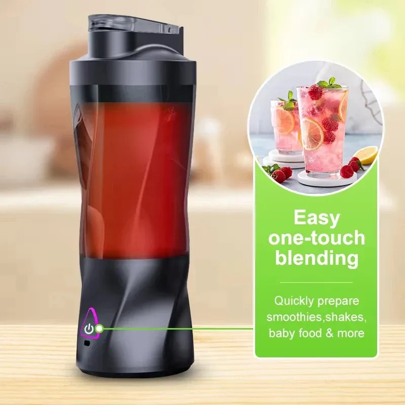 Presse-agrumes électrique portable, mixeur de fruits frais 700 ml multifonction, rechargeable par USB, mélangeur à smoothies et shakes avec gobelet de mélange extérieur 4