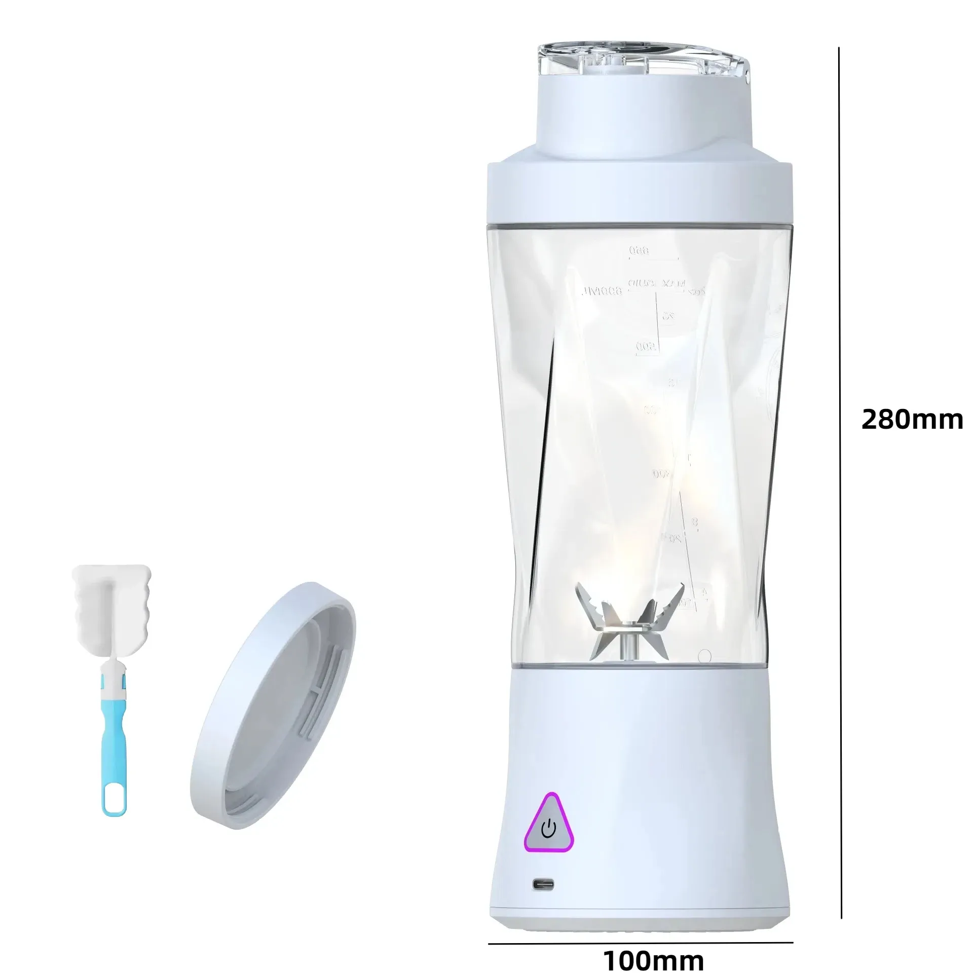 Presse-agrumes électrique portable, mixeur de fruits frais 700 ml multifonction, rechargeable par USB, mélangeur à smoothies et shakes avec gobelet de mélange extérieur 8