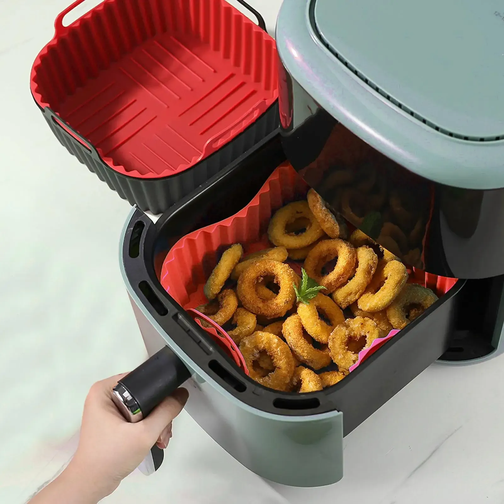 Doublures de friteuse à air en silicone, moule carré, panier, plaque, accessoires de cuisine, plaque à pizza antiadhésive réutilisable, four de cuisine 3