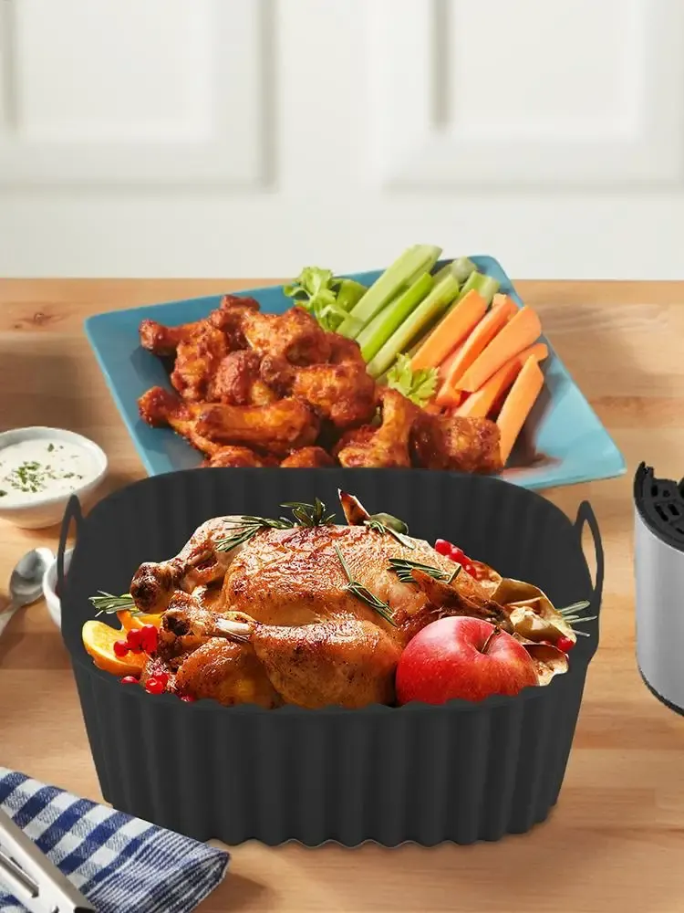 Doublures de friteuse à air en silicone, moule carré, panier, plaque, accessoires de cuisine, plaque à pizza antiadhésive réutilisable, four de cuisine 4