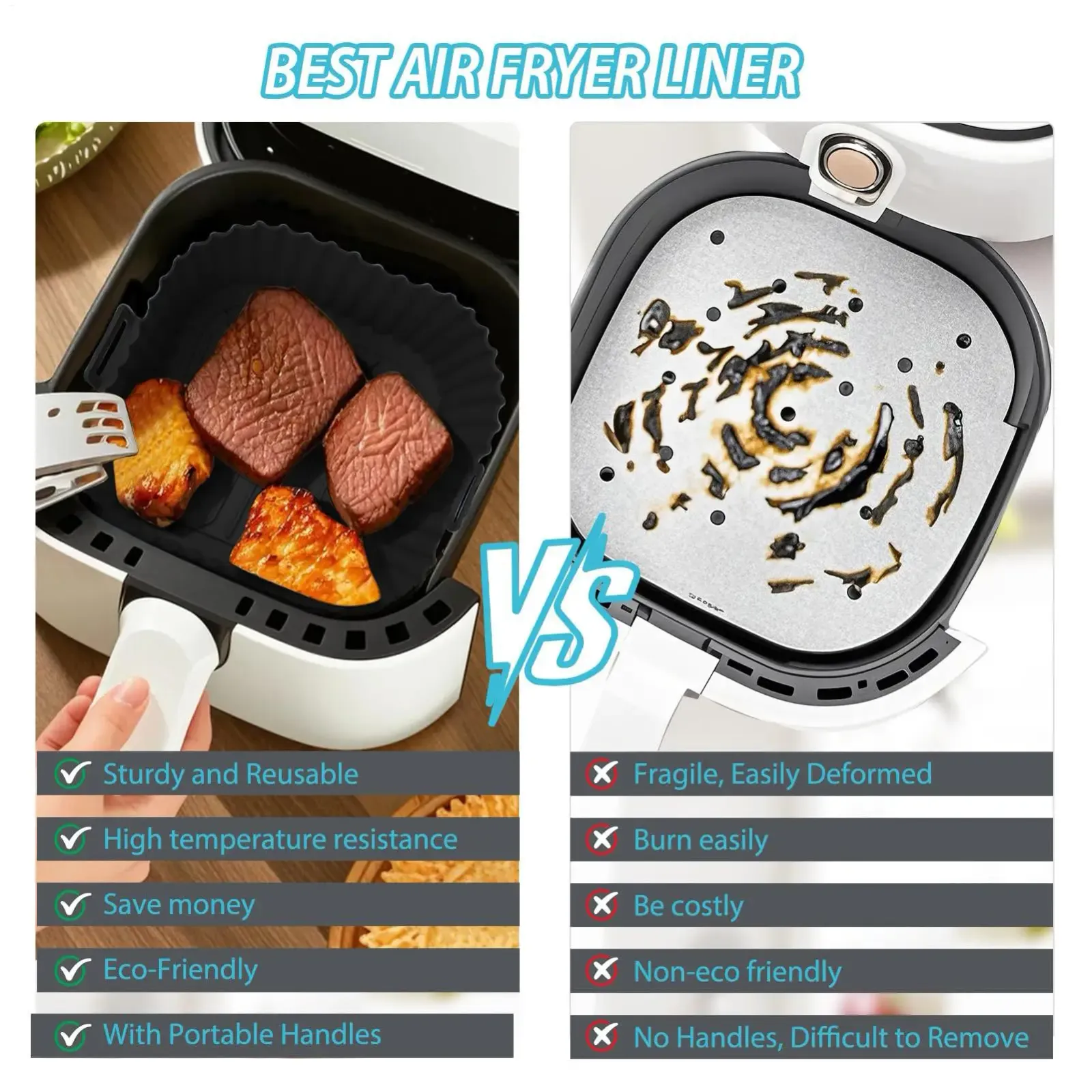Revêtement en silicone pour friteuse à air, vue détaillée