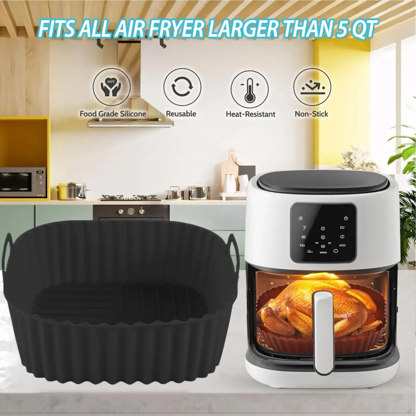 Tapis en silicone réutilisable pour friteuse à air