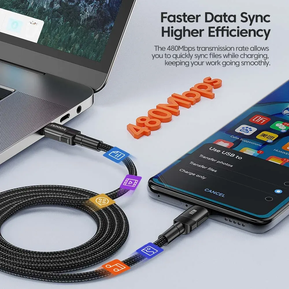 Câble Toocki 100 W USB-C vers USB-C, PD 3.0, charge rapide 4.0, compatible iPhone 15, MacBook, Samsung et Xiaomi 4