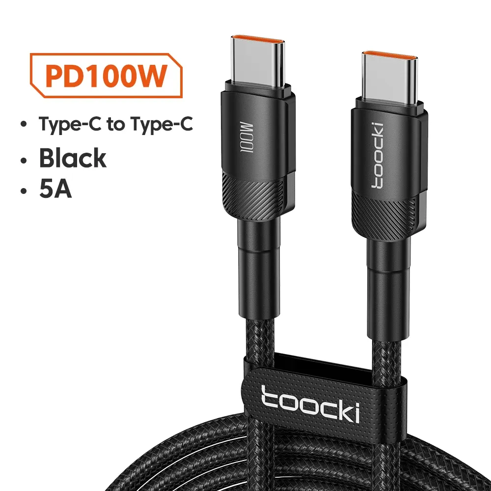 Câble Toocki 100 W USB-C vers USB-C, PD 3.0, charge rapide 4.0, compatible iPhone 15, MacBook, Samsung et Xiaomi 21