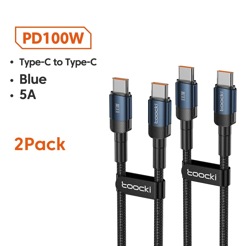 Câble Toocki 100 W USB-C vers USB-C, PD 3.0, charge rapide 4.0, compatible iPhone 15, MacBook, Samsung et Xiaomi 13