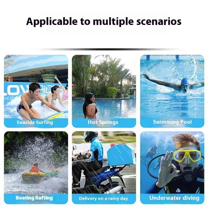 Sac étanche pour téléphone à écran tactile, pour rafting, natation et sources chaudes, avec étui airbag et fermeture scellée 4