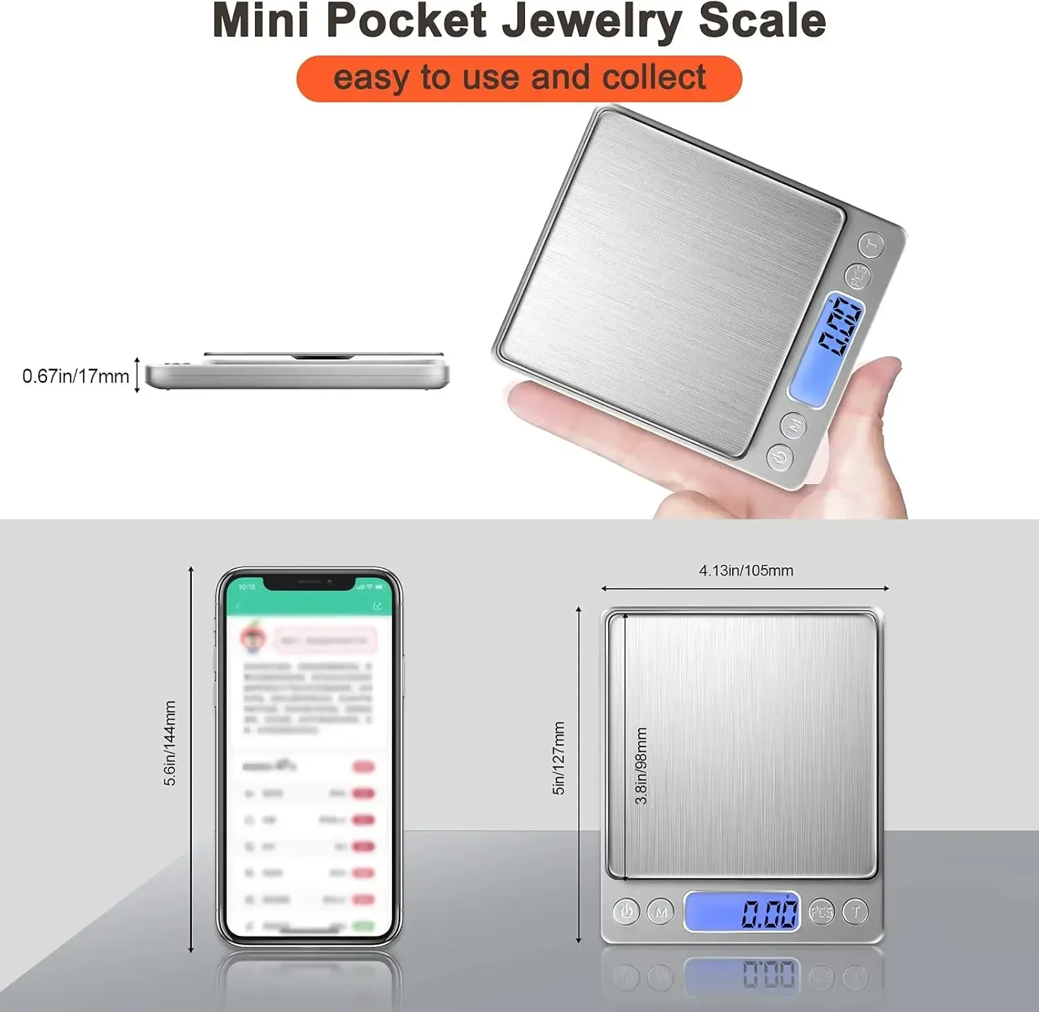Balance de cuisine numérique 0,01 g, balance de précision intelligente pour bijoux, balance électronique de poche portable, balance alimentaire, balance en grammes 4