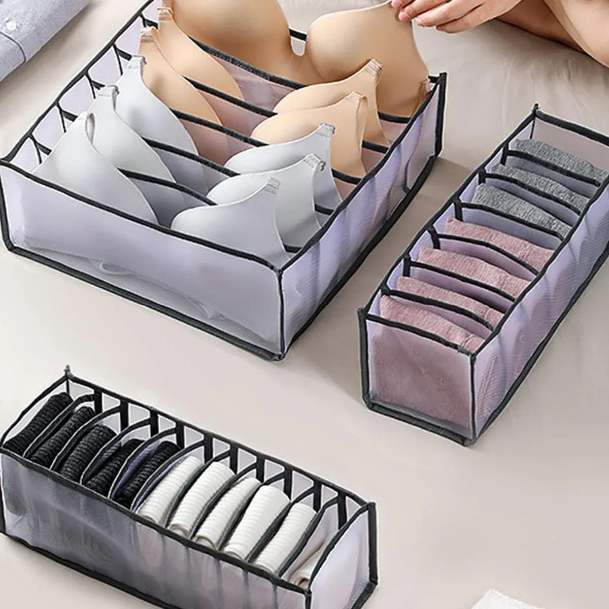 Organisateur de placard pliable pour chaussettes et sous-vêtements, boîte de rangement à compartiments séparés (7, 9 ou 11 grilles), 1 pièce
