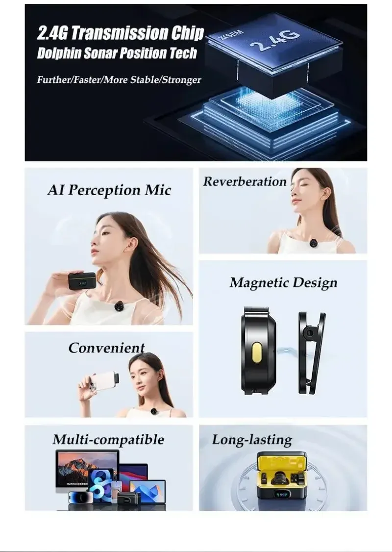 Microphone cravate sans fil, mise en situation