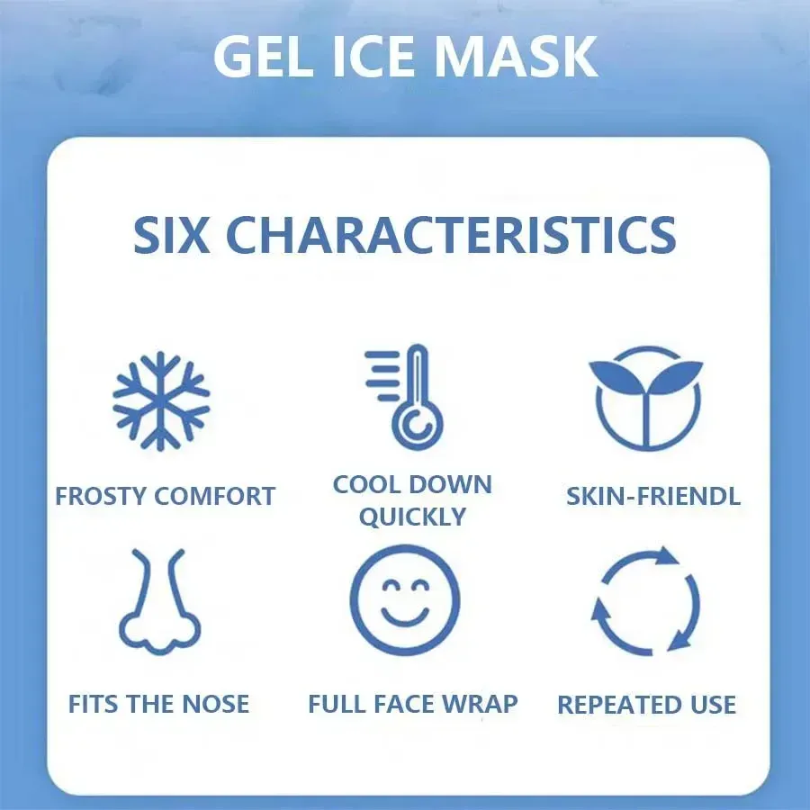 Masque Rafraîchissant en Gel pour le Visage et les Yeux, Compresse Thérapie Chaud/Froid en PVC 5