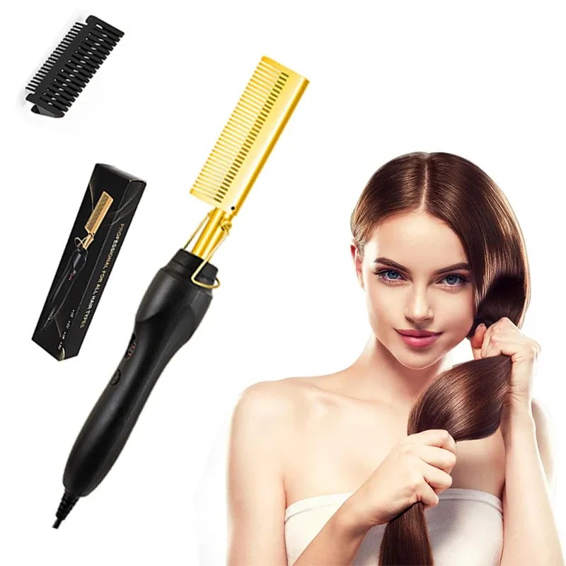 Peigne lisseur portable à chauffage rapide en cuivre, outil de coiffage professionnel 2 en 1 - Image 1