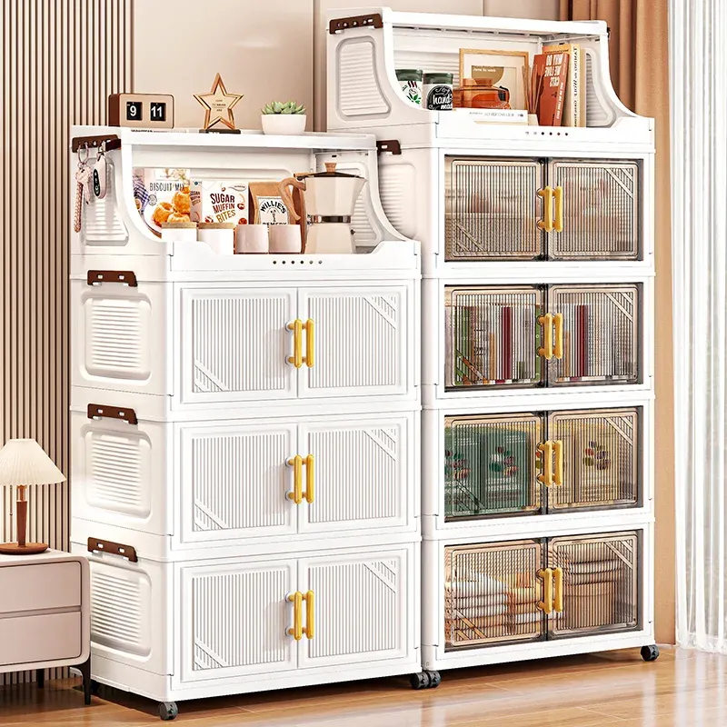 Armoire de rangement pliable à double porte, organisateur mobile compact et de grande capacité pour chambre et salon (vêtements, jouets et collations) - Image 1