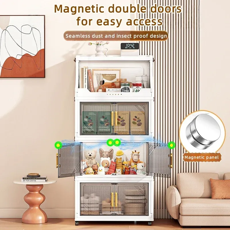 Armoire de rangement pliable à double porte, vue d'ensemble