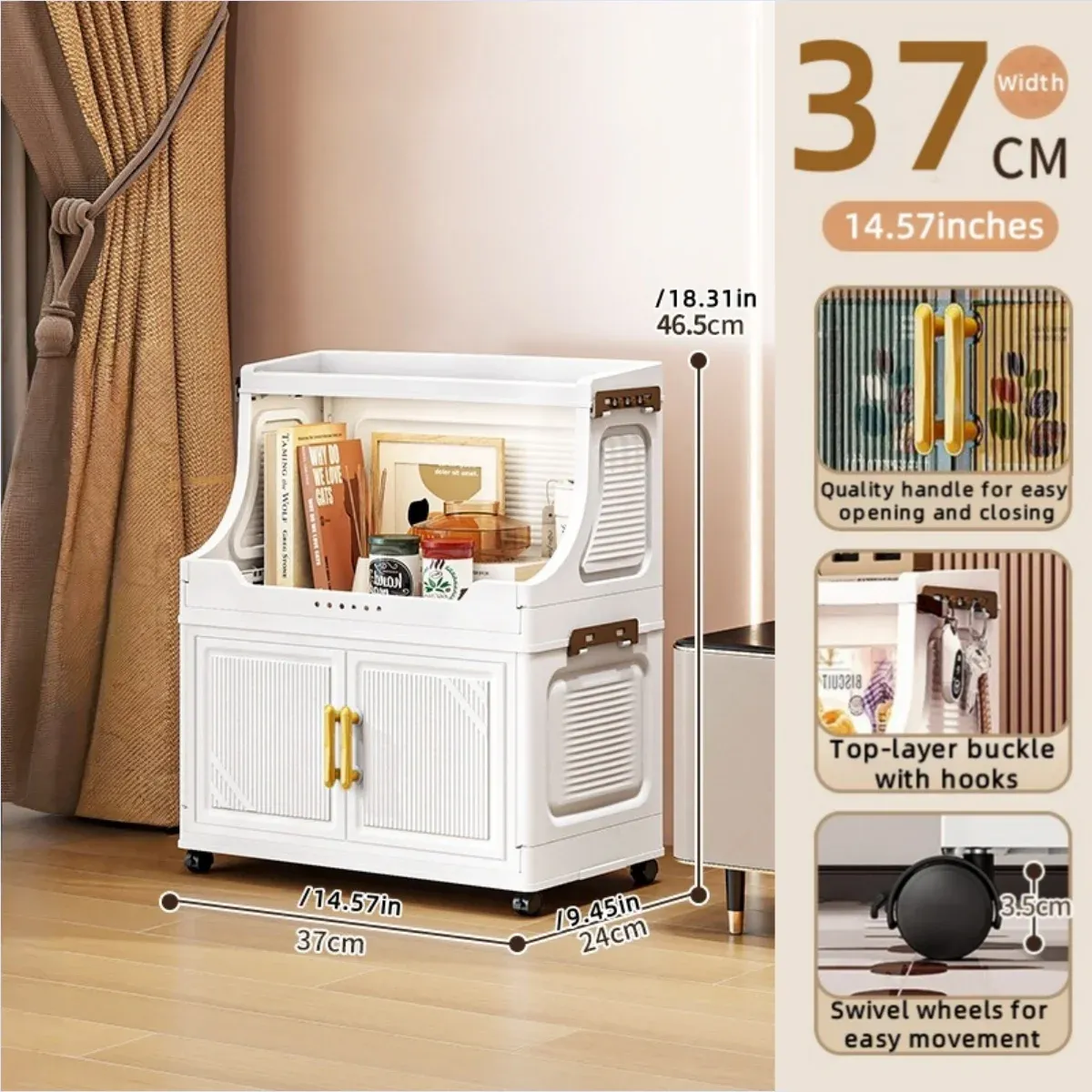 Armoire de rangement pliable à double porte, organisateur mobile compact et de grande capacité pour chambre et salon (vêtements, jouets et collations) 23