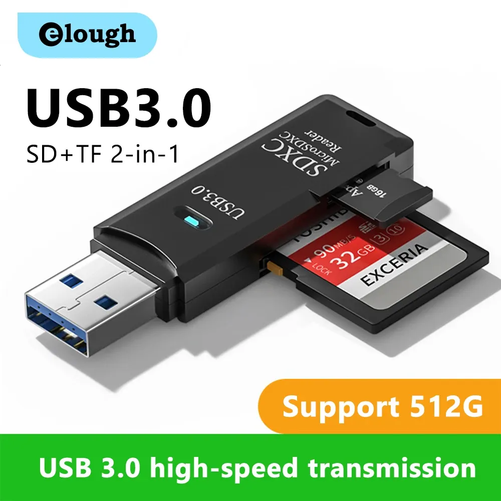 Lecteur de carte mémoire micro SD TF USB 3.0 2 en 1, haute vitesse, multi-cartes, adaptateur pour PC portable