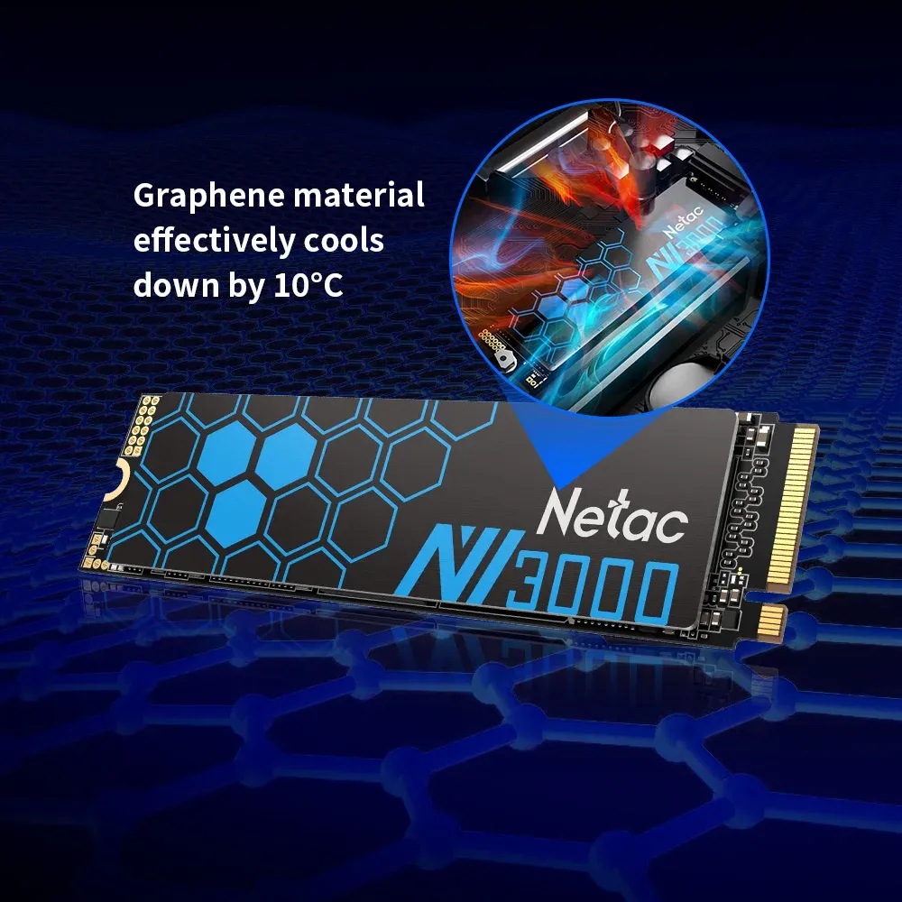 Netac SSD NVMe M.2 250 Go / 500 Go, disque SSD PCIe 3.0 x4 avec dissipateur thermique pour ordinateur portable et de bureau 3