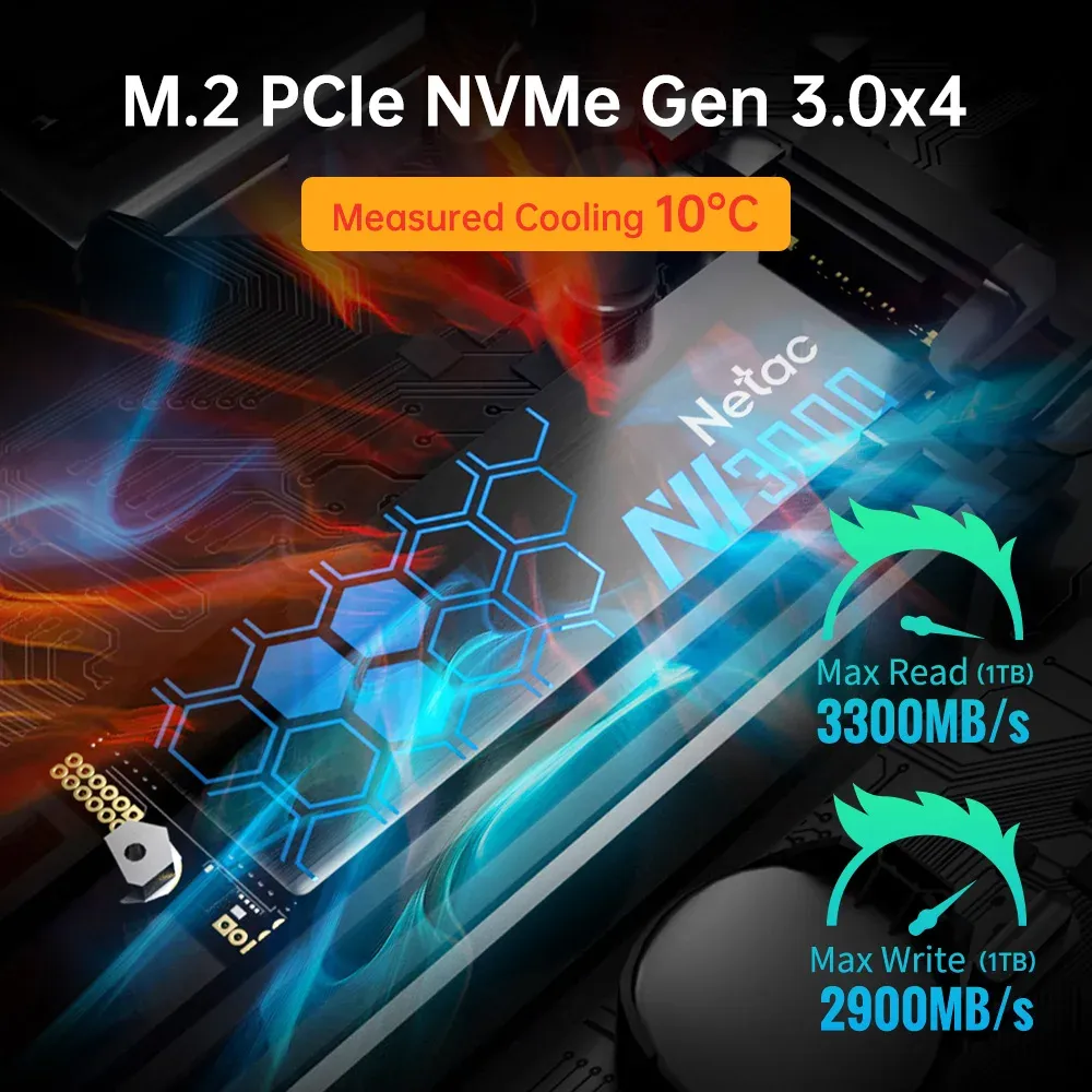 Netac SSD NVMe M.2 250 Go / 500 Go, disque SSD PCIe 3.0 x4 avec dissipateur thermique pour ordinateur portable et de bureau 5