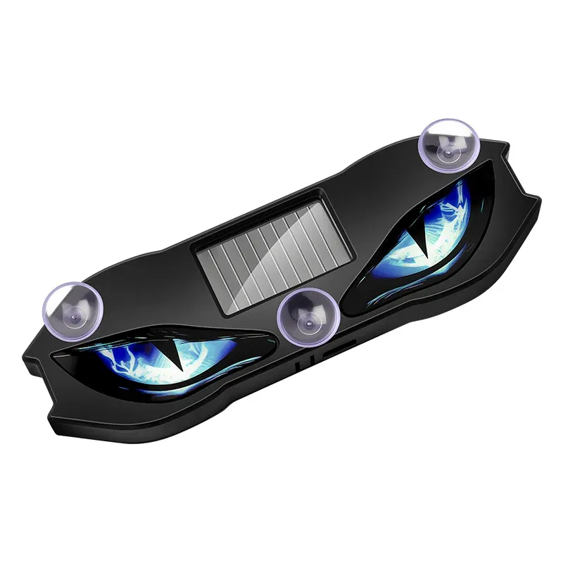 Lampe LED d'ambiance solaire sans fil pour voiture, effet « Demon Eye », avec ventouse, rechargeable par USB, effet respiration 7