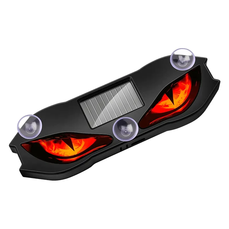 Lampe LED d'ambiance solaire sans fil pour voiture, effet « Demon Eye », avec ventouse, rechargeable par USB, effet respiration 8