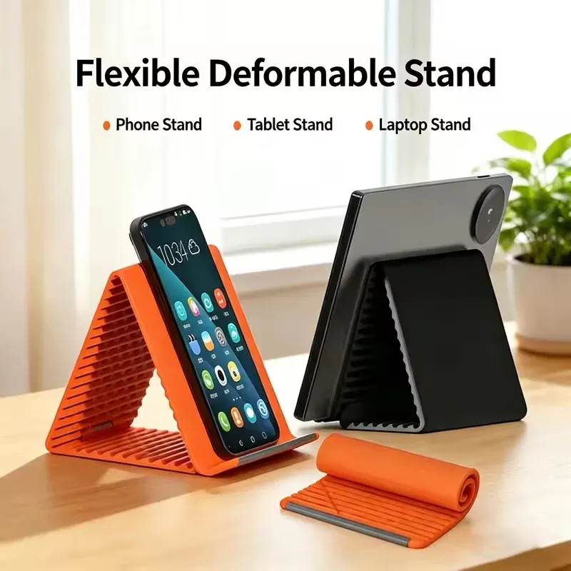 Support de téléphone portable en silicone, support flexible pliable en toute forme, support de bureau multi-angles réglable pour tablette 2