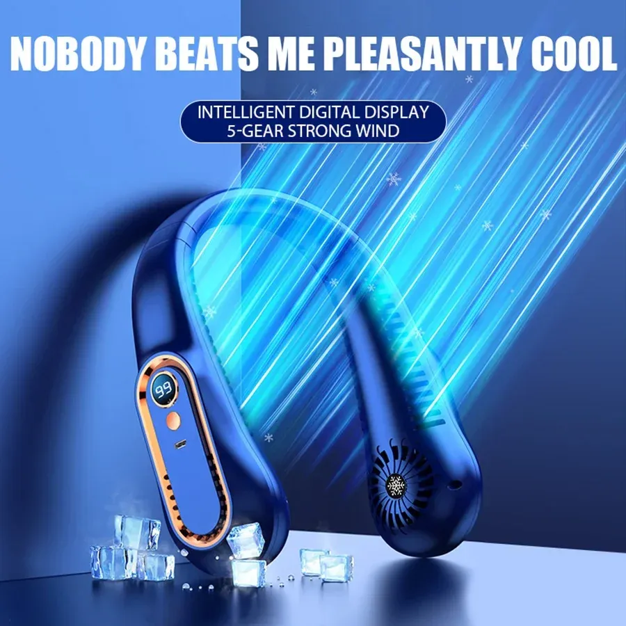 Ventilateur de cou portable, en mouvement