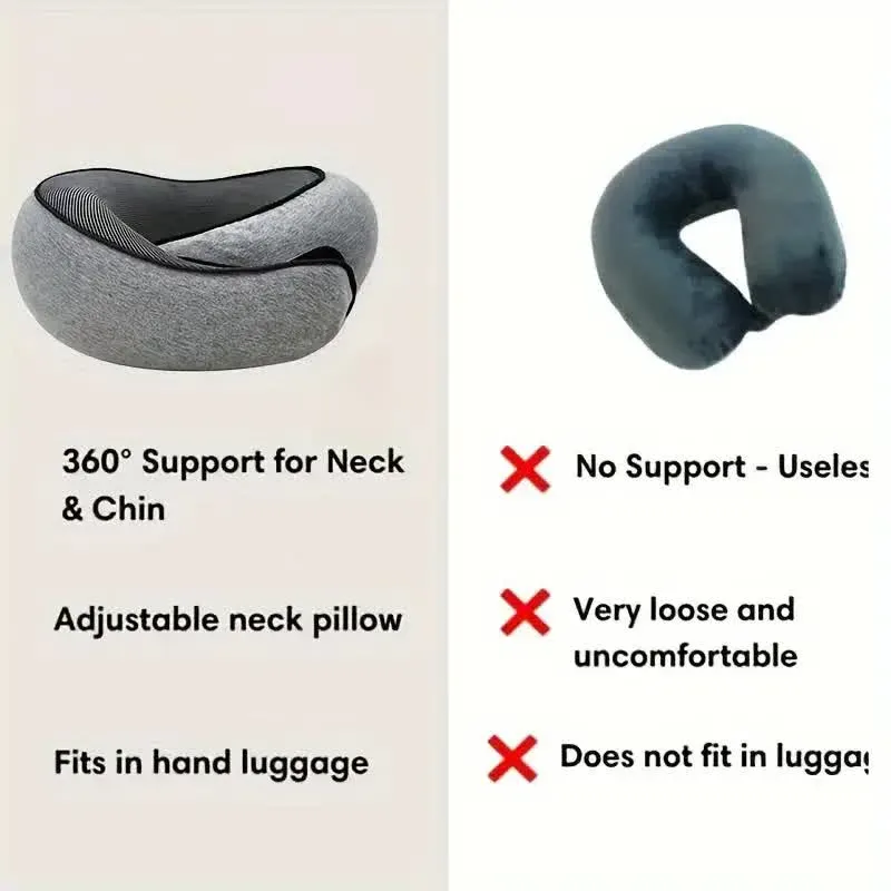 Oreiller de voyage en forme de U en mousse à mémoire de forme, design escargot, soutien cervical, portable, réglable, doux, idéal pour la sieste 5