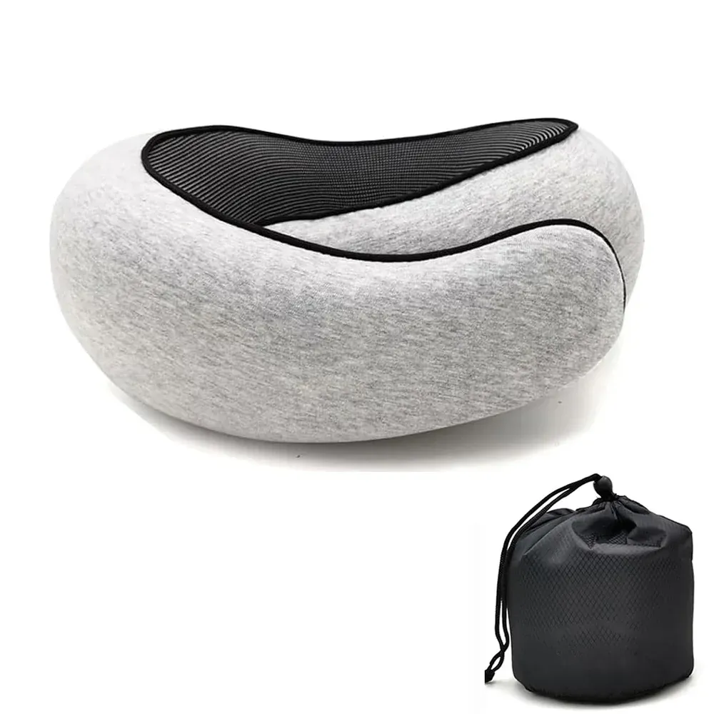 Oreiller de voyage en forme de U en mousse à mémoire de forme, design escargot, soutien cervical, portable, réglable, doux, idéal pour la sieste 10