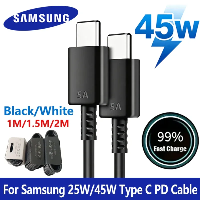 Câble USB-C d'origine Samsung 45 W / 25 W, câble de charge ultra rapide pour Galaxy S26 Ultra, S25, S24, Tab S9 FE, A17, A27, A57, A56, M17