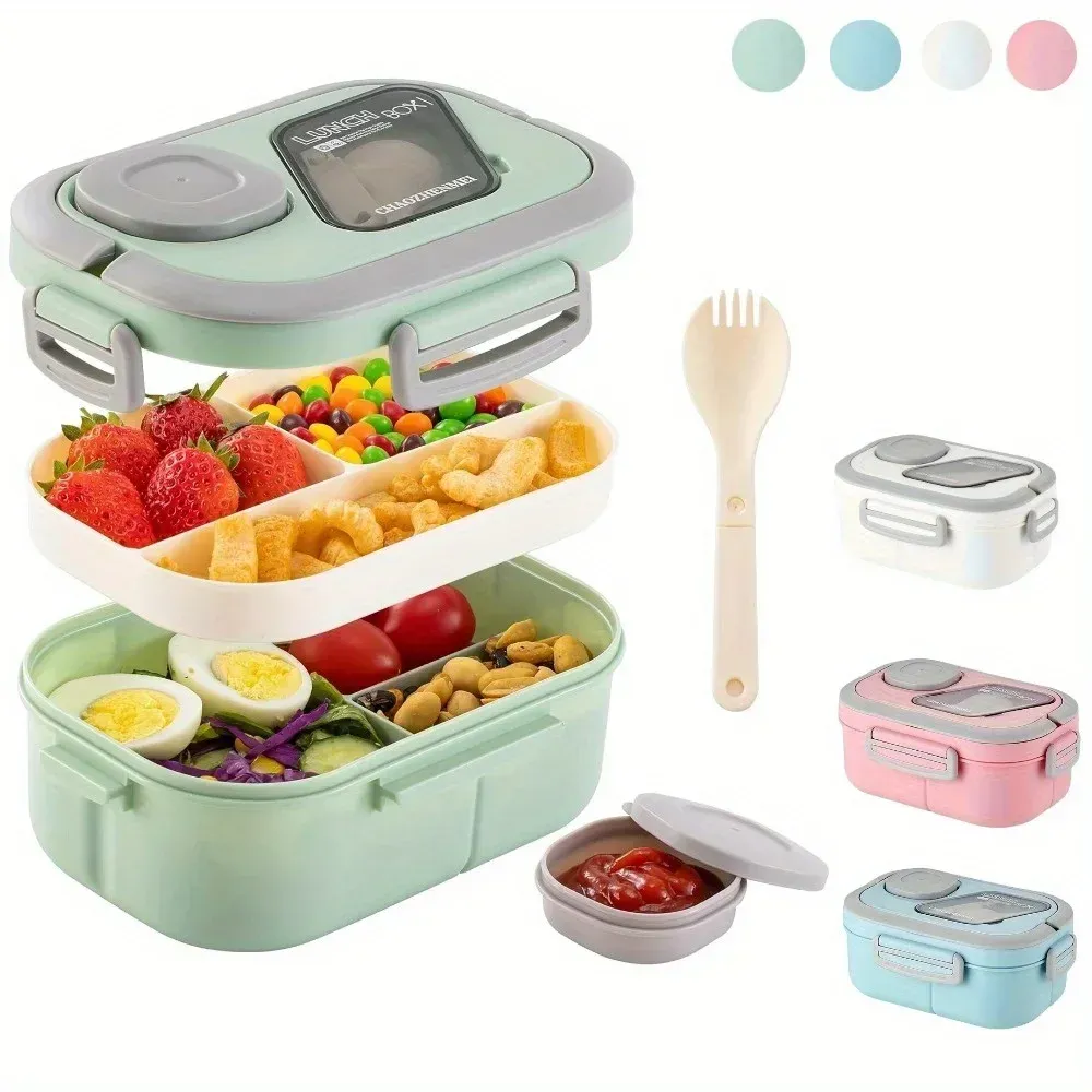 Boîte à lunch Bento sans BPA pour adultes, étanche, compatible micro-ondes et lave-vaisselle, 4 compartiments, 40,5 oz - Image 1