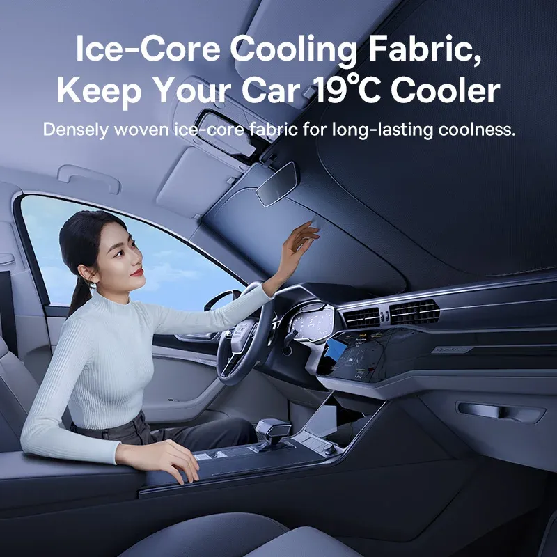 Baseus DT1 – Pare-soleil pliable pour pare-brise avant de voiture, protection UV pour l'été 4