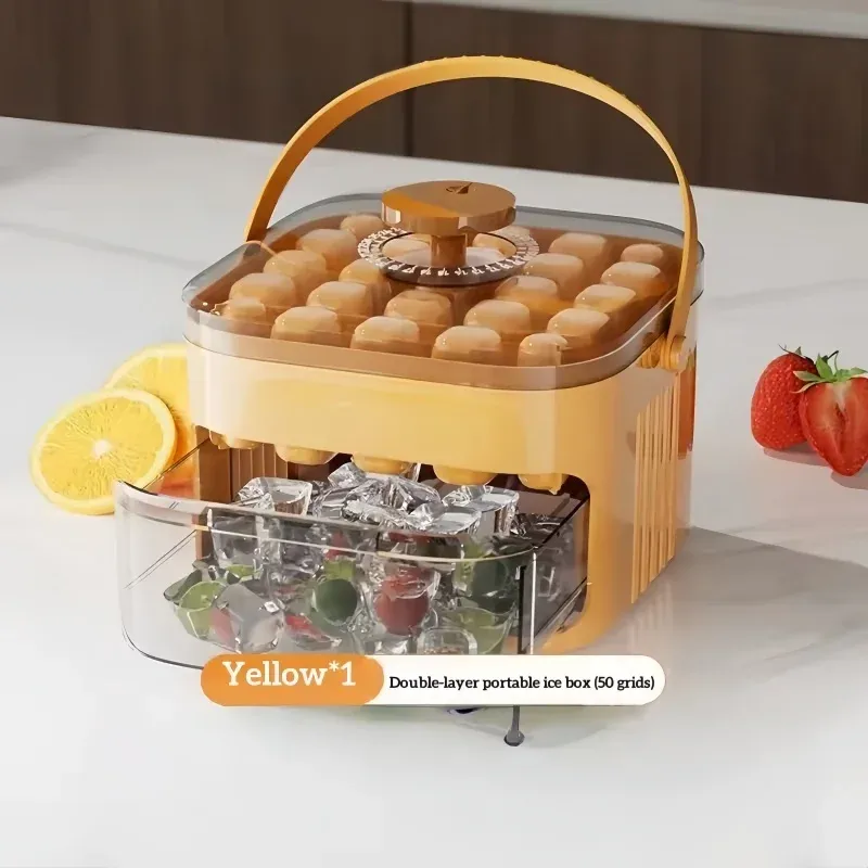 Machine à glaçons 50 cubes avec couvercle à pression, double couche, pour réfrigérateur domestique 7