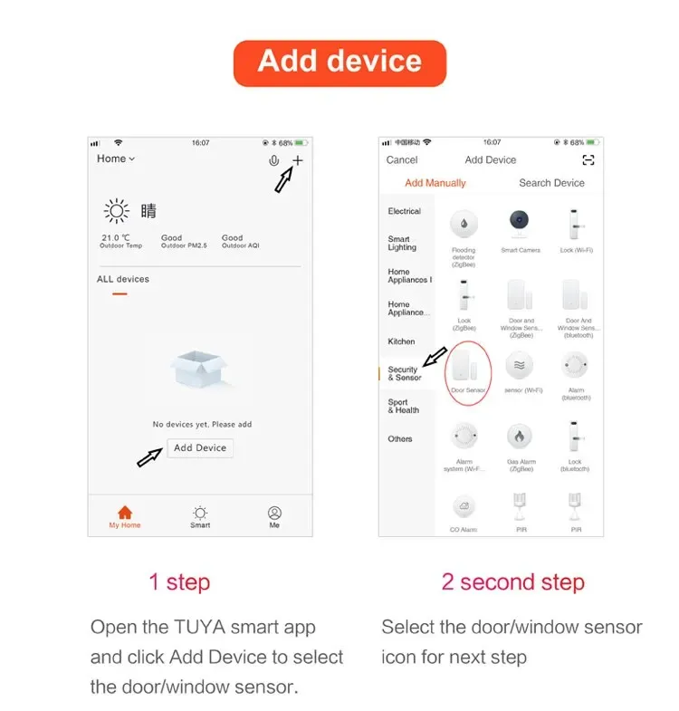 Capteur de porte Tuya Smart en intérieur
