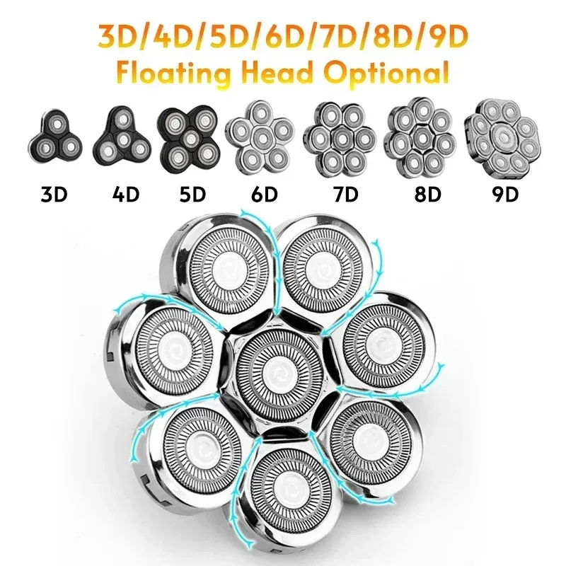 Tête de rasoir électrique de rechange et tondeuse nez, compatible avec les modèles à tête flottante 3D, 4D, 5D, 6D, 7D, 8D et 9D 3