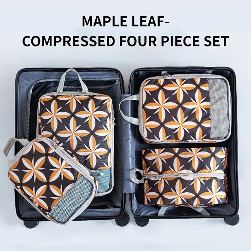 Ensemble de sacs de rangement compressibles, 4 pièces, cubes d'emballage pliables de grande capacité, sacs de rangement extensibles et lavables pour bagages 11