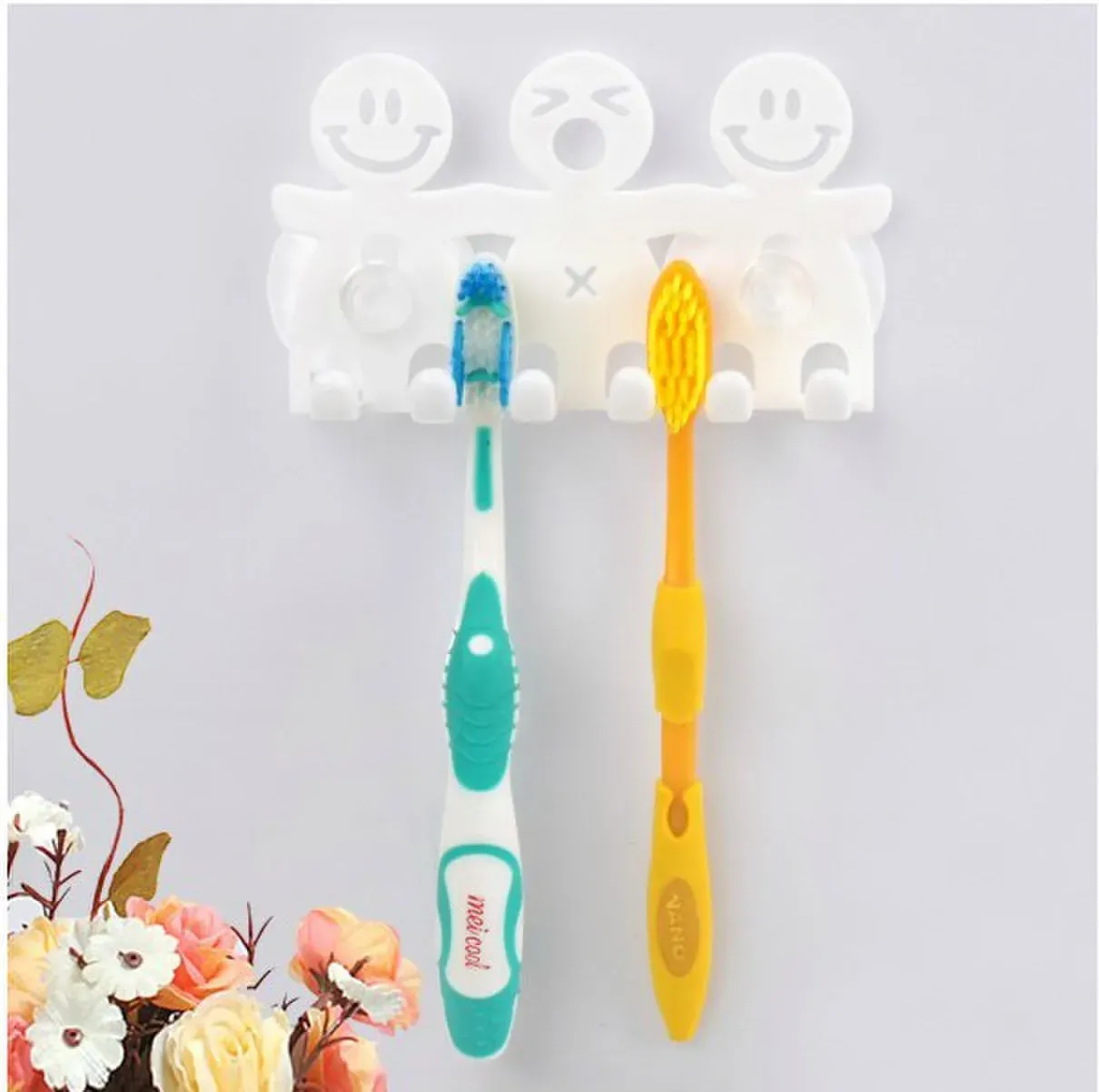 Porte-brosse à dents mural à ventouse Smiley - Image 1
