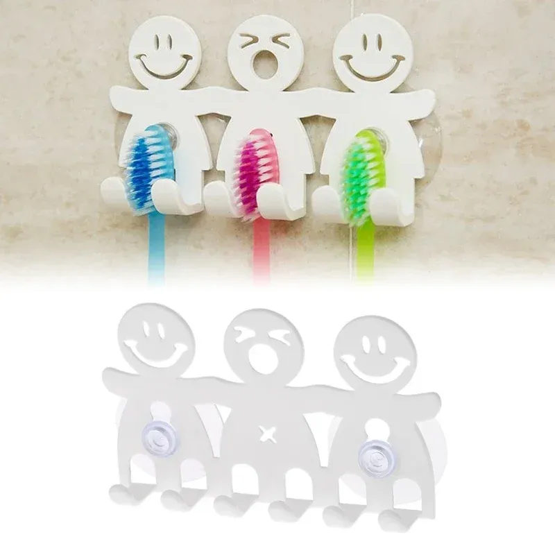 Porte-brosse à dents Smiley installé dans une salle de bain