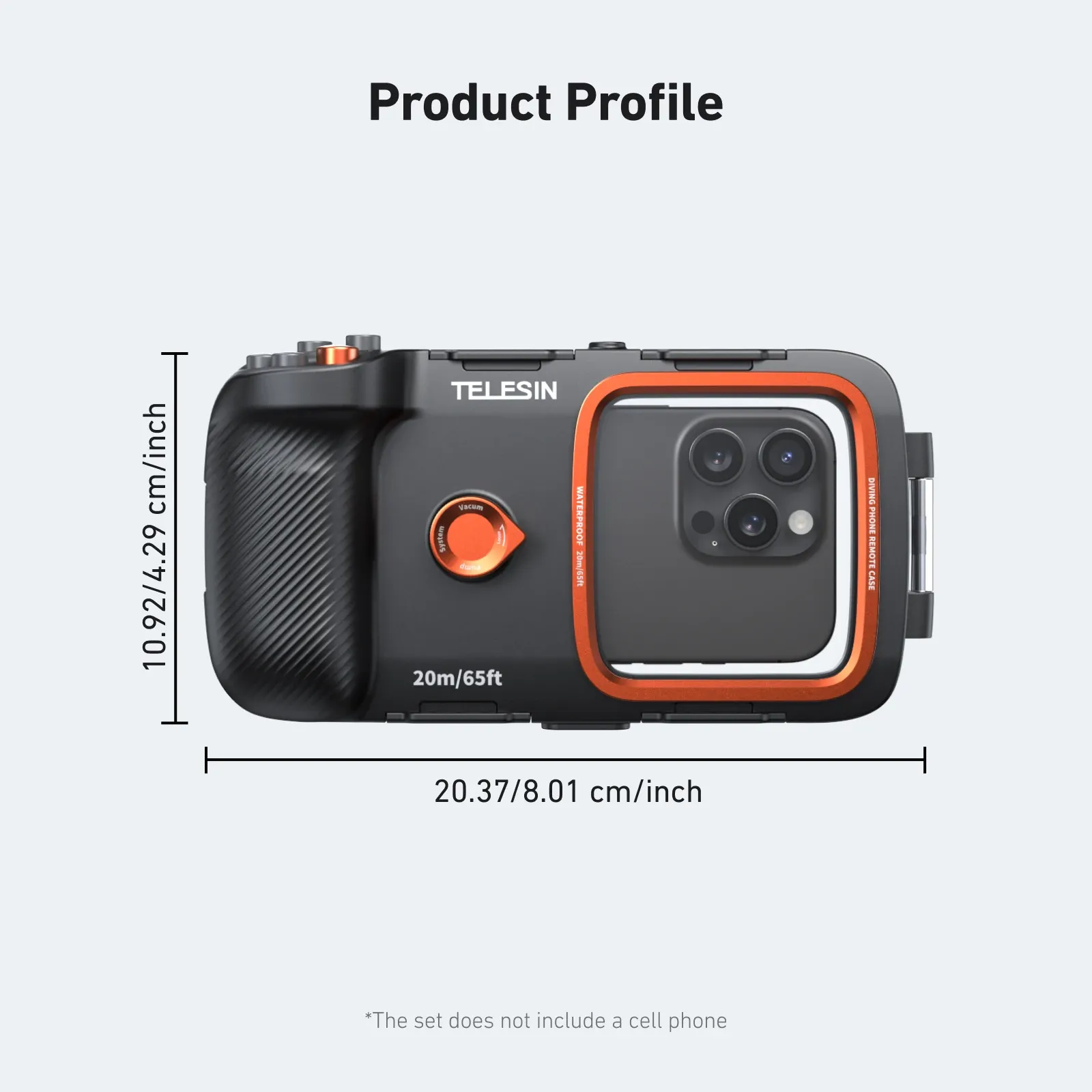 TELESIN Coque étanche universelle pour smartphone, boîtier de plongée avec poignée de stabilisation et télécommande 6
