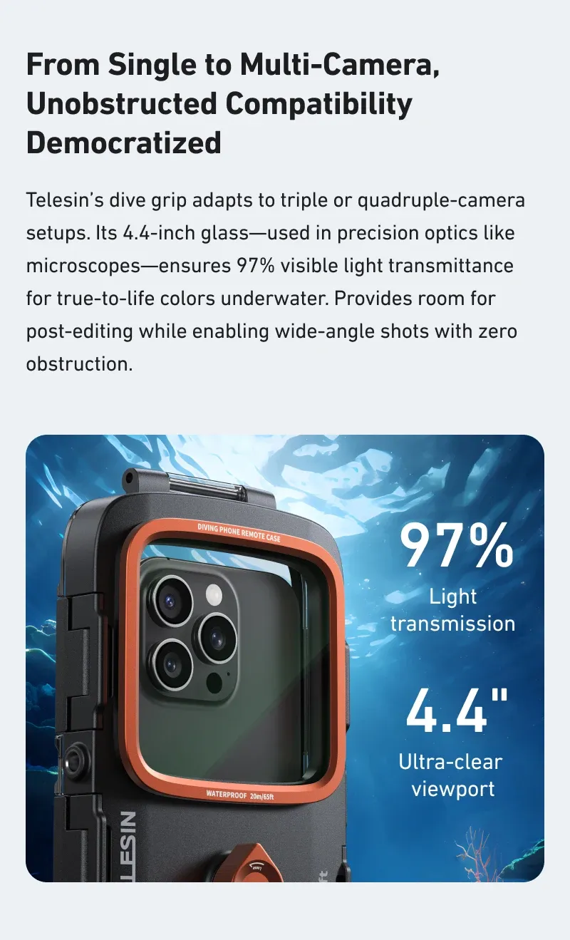 Étui de plongée TELESIN, commandes Bluetooth