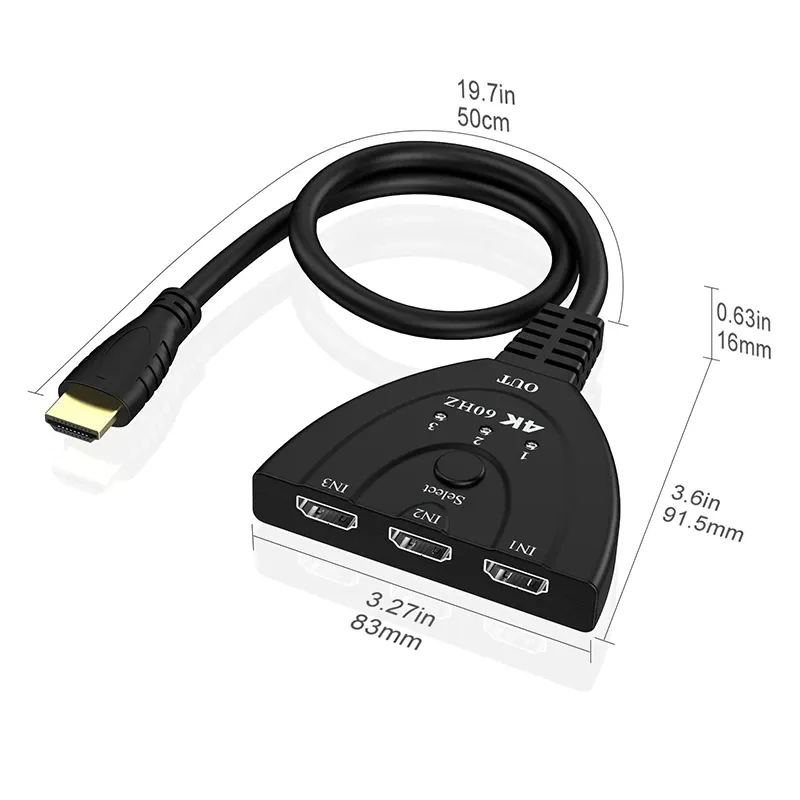 Mini commutateur HDMI 3 entrées 1 sortie, dans un salon